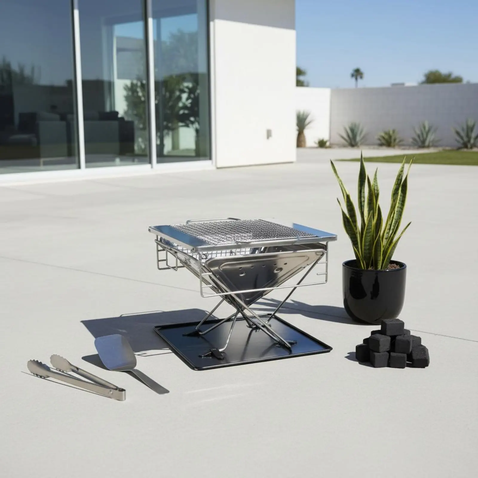 

Adjustable Height Camp Grill Foldable Stainless Steel Charcoal Grill for Campers