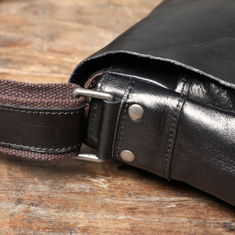 S.WORKER Echtleder Herren-Umhängetasche, Crossbody-Taschen, einfache Messenger-Taschen, Rindsledertasche, pflanzlich gegerbte Mode, lässig. – Detail 16