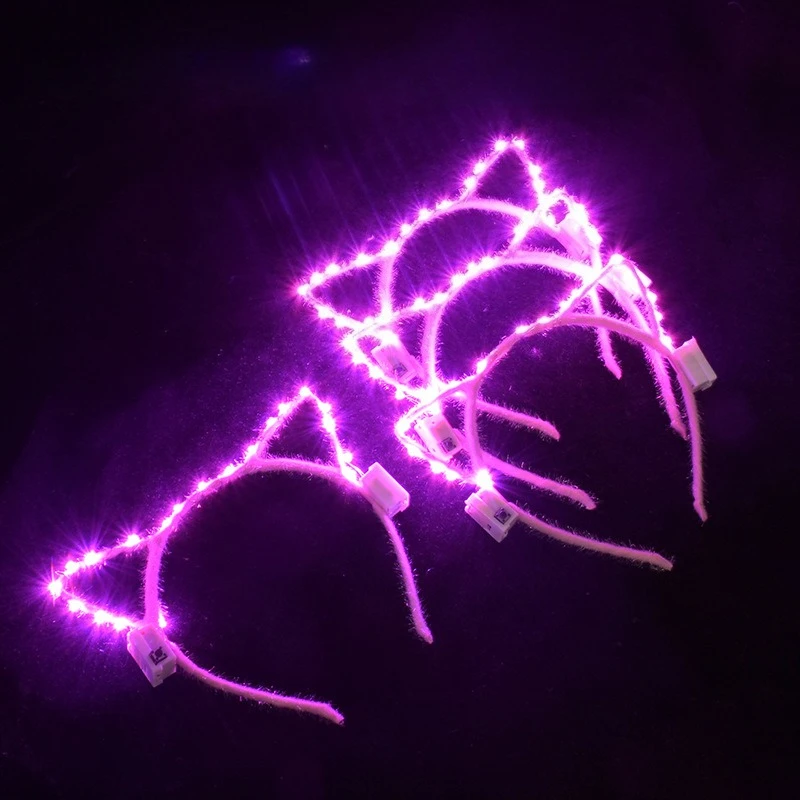 20 LED-Perlen, goldenes Leuchtendes Katzen- und Hasenohren-Stirnband, blinkender, leuchtender Haarreif, Konzert-Jubel-Kopfbedeckung, Karnevalsparty – Detail 2