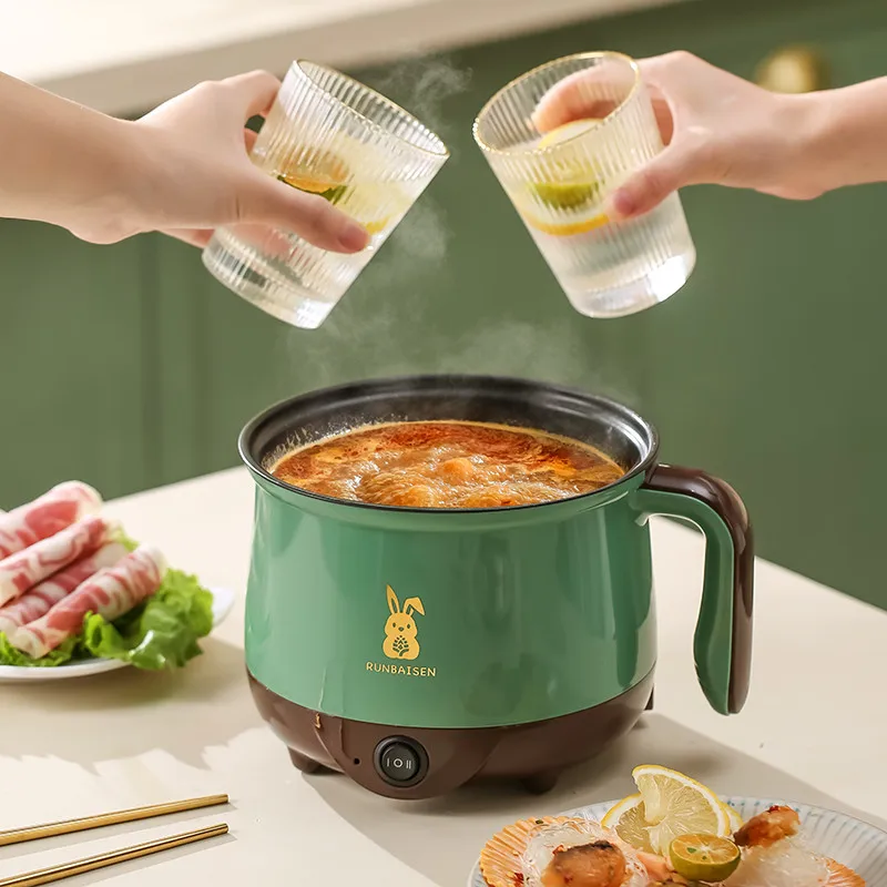 Mini Electric Cooker For Home Kitchen 2 People Food Noodle Steam Cooking Machine Single/Double Layer Multifunction Non-stick Pan