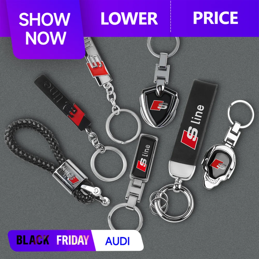 3D Metal Leather Car Logo Key Chain Keyring Keychain For AUDI S Line S3 RS4 A4 B5 B6 A3 8P 8V 8L A5 A6 C6 C5 A1 A7 A8 Q2 Q3 TT