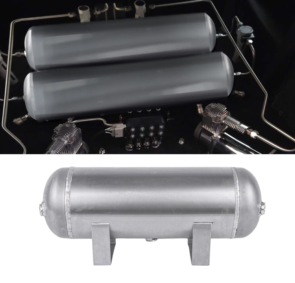 

3 Gallon Air Cylinder Air Tank Pneumatic Air Suspension System Tunning Vehicle Parts 1/4NPT Holes Aluminum Universal