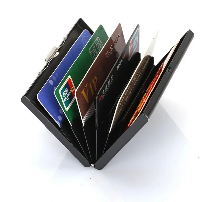 

Stainless Steel Credit Card Box Case Holder Slim Anti Protect Travel ID Cardholder Women Rfid Wallet Metal Case Porte Carte