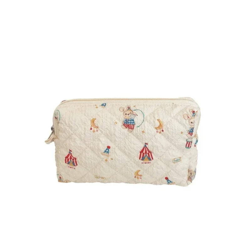 1 Piece Girl Cartoon Makeup Case Sweet Retro Chic Cute Bear Bunny Pencil Bag for Student Portable Large Capacity Cosmetic Bags