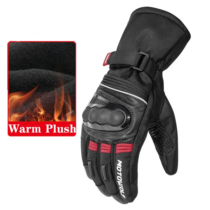 

Motowolf Winter Motorcycle Thermal Gloves Men Fleece Waterproof Motocross Gloves Moto Equipmen Leather Windproof Riding Gloves