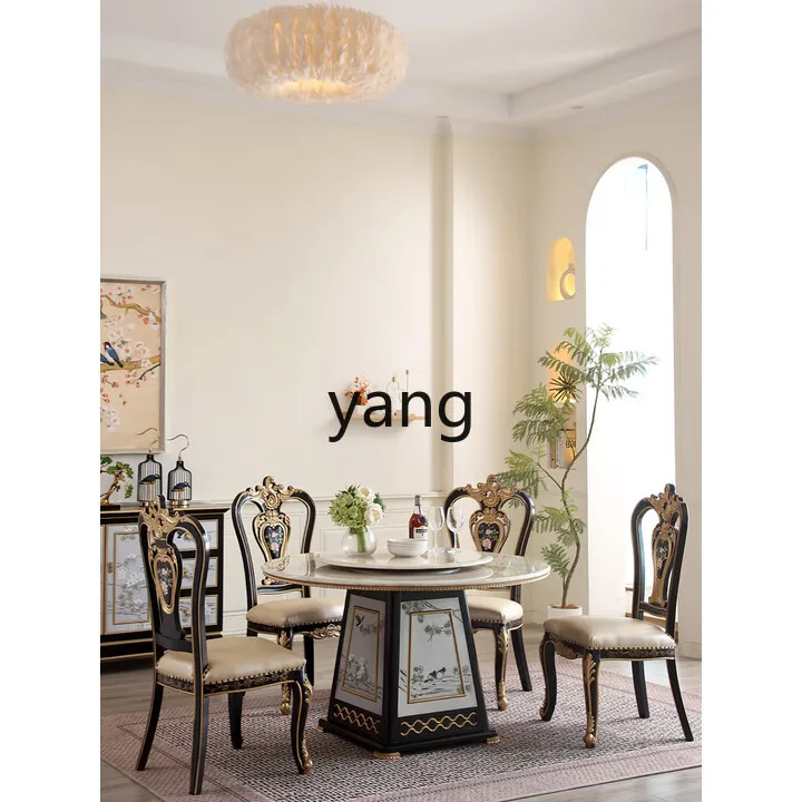 

LZR villa large flat high-end retro round home solid wood dining table