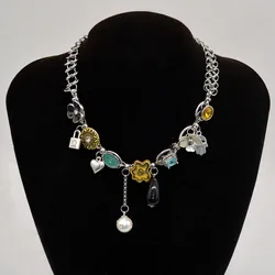 2023 Trendy Cool Multi Element Vintage Women's Love Flower Pearl Tassel Collar Chain Metal Necklace