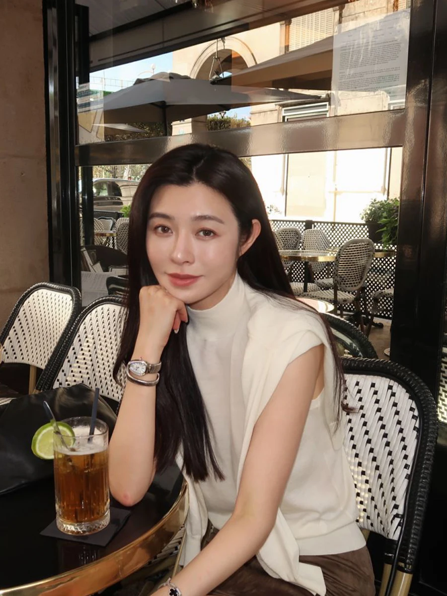 

Женский вязаный жилет Lazy Zoe, свободный крой, комплект из двух предметов с высоким воротником, осенний коврик Faion, чистый цвет