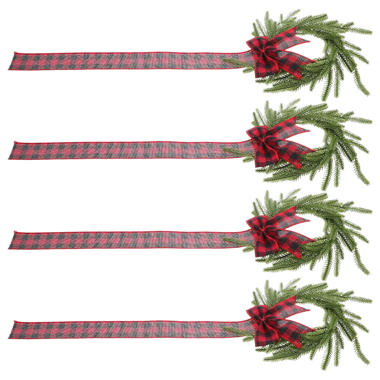 

4Pcs Fake Wreath Mini Christmas Wreaths Red Ribbon Bow Holiday Pine Wreath for Front Door Window Shelf Fireplace Porch Swing