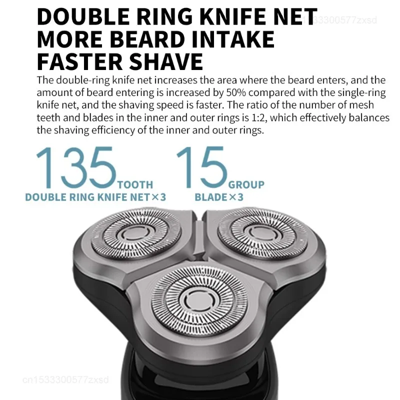 XIAOMI MIJIA Electric Shaver S500, Type-C Rechargeable Wet Dry Shaver Men’s, IPX7 Waterproof, LED Display 60min Battery Life view 4