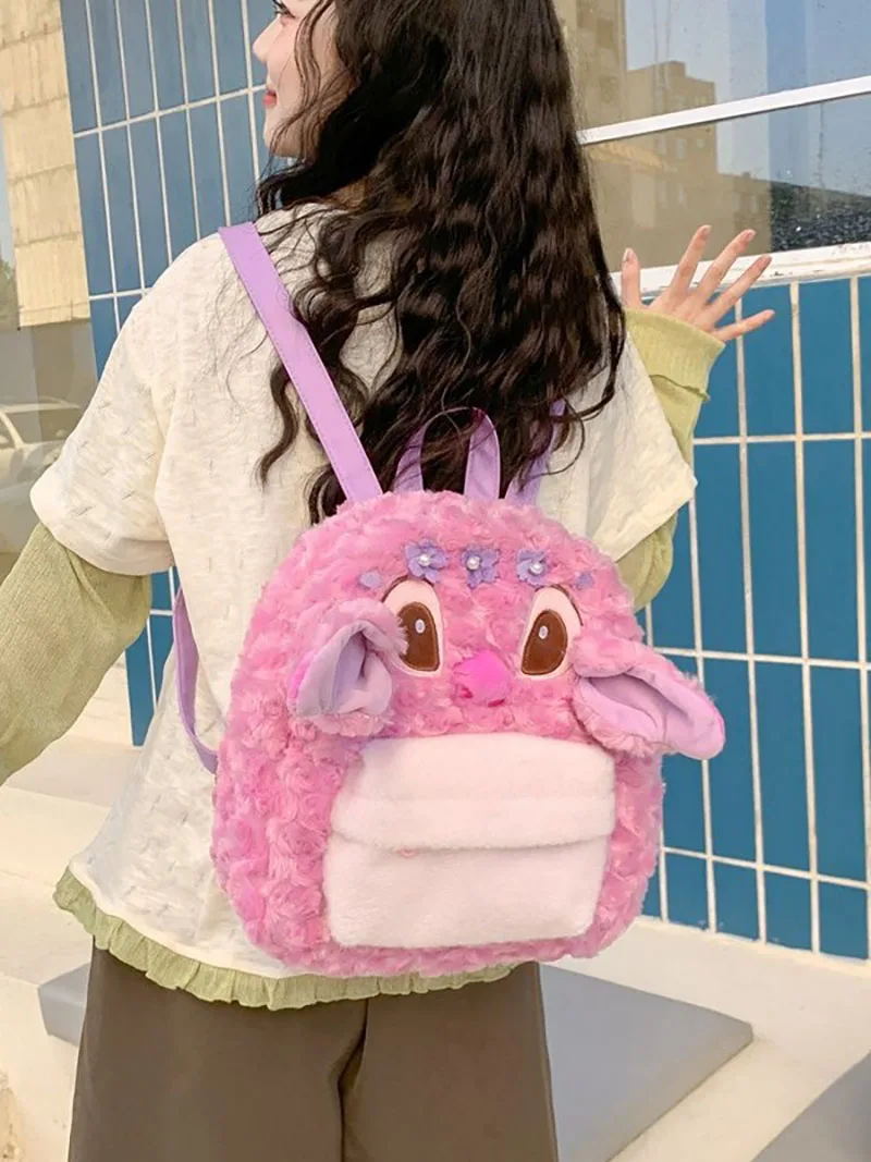 New Disney Stitch Plush Backpack Kawaii Character Design Large Capacity Girls' Backpack Perfect Gift For Young Women