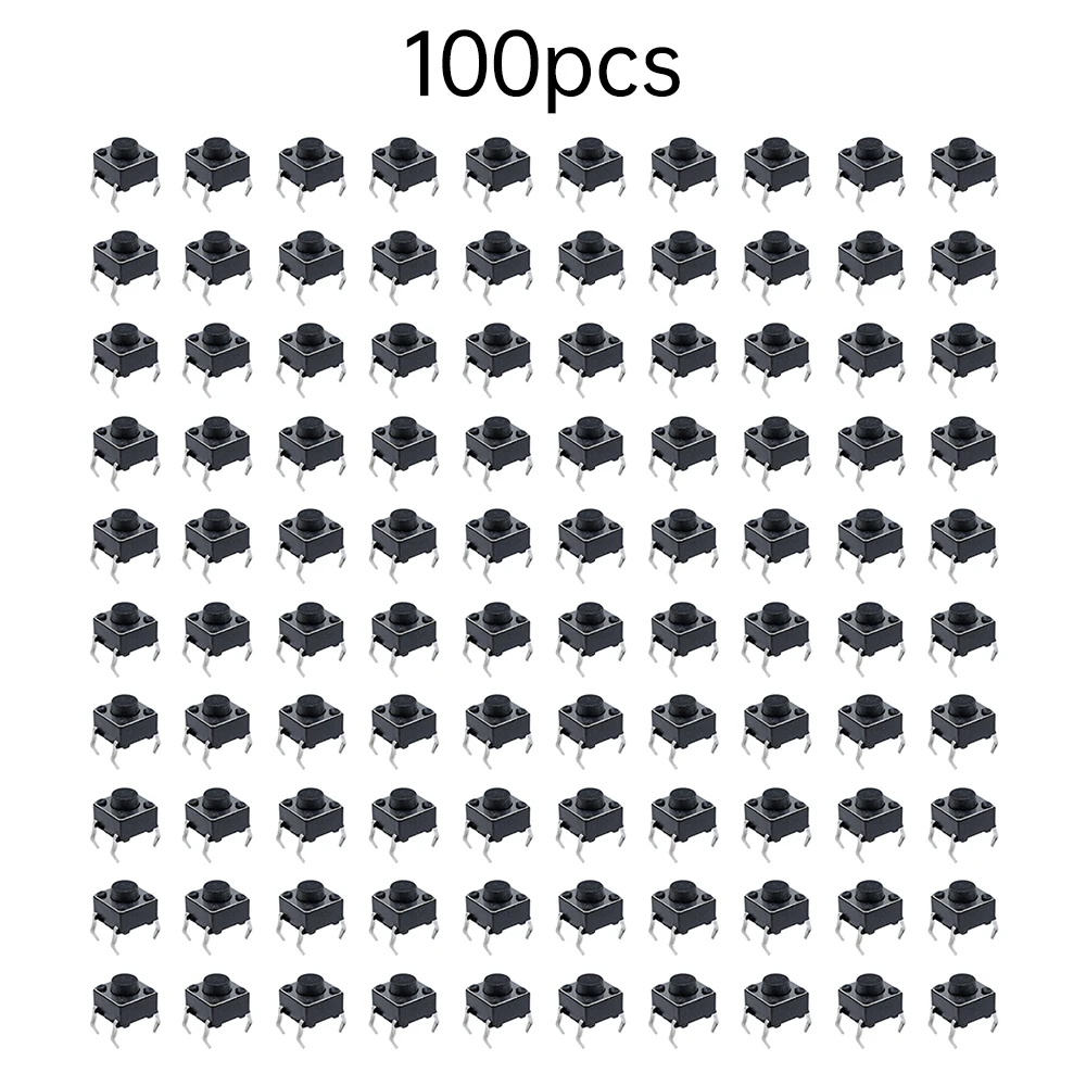 100 PZ Terminale posteriore Interruttore a pulsante Interruttore tattile 6x6mm 4.3mm 13mm 5mm Micro interruttore tattile momentaneo