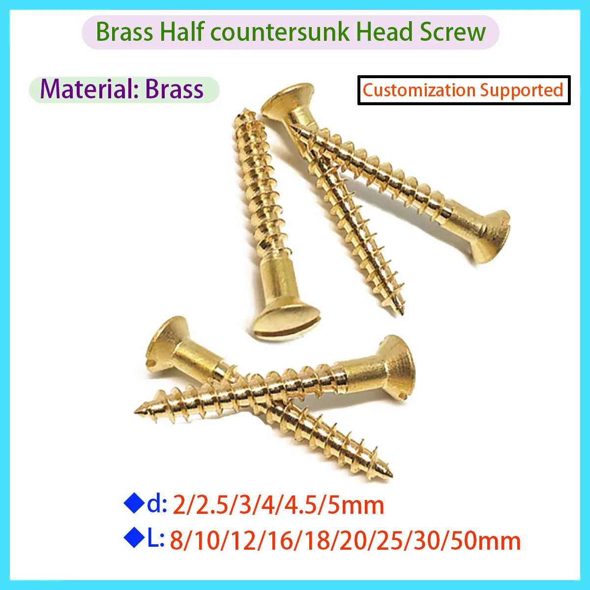 الصلبة النحاس DIN95 شبه غرق الأخدود جولة رئيس الذاتي التنصت المسمار M2 M2.5 M3 M4 M4.5 M5
