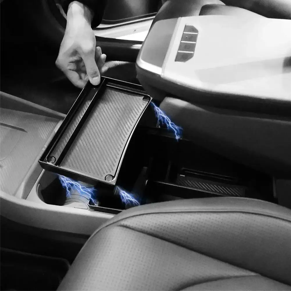 

ABS Car Armrest Under Storage Box Organizer Holder Tray Car Central Card Coin Stowing Tidying For Kia Ev3 X9P0