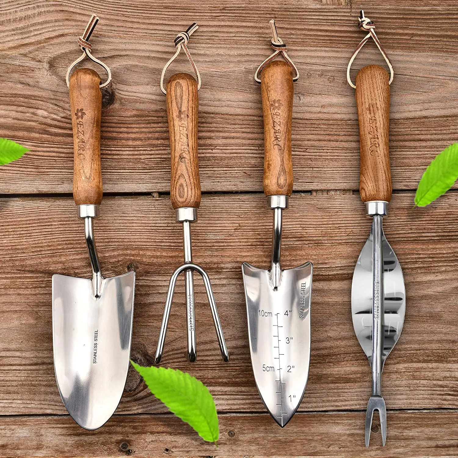 EZARC Set di attrezzi da giardino 4 pezzi Kit da giardinaggio in acciaio inossidabile per impieghi gravosi Kit per piantare a mano per interni ed esterni con scatola elegante