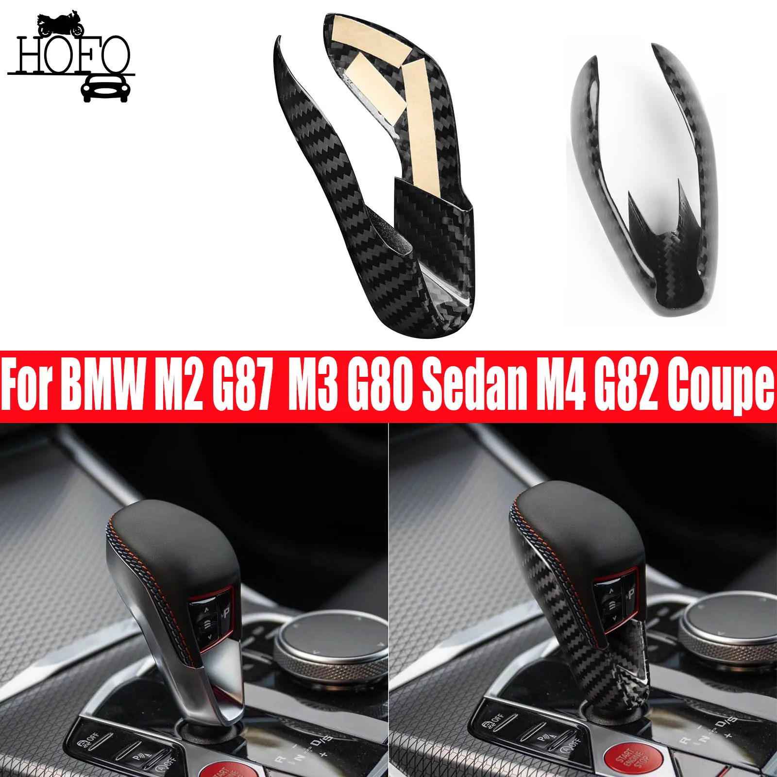

Real Dry Carbon Fiber Gear Shift Knob Cover Car Interior Retrofitting Accessories For BMW M3 G80 M2 G87 Sedan M4 X3M X6M X5M