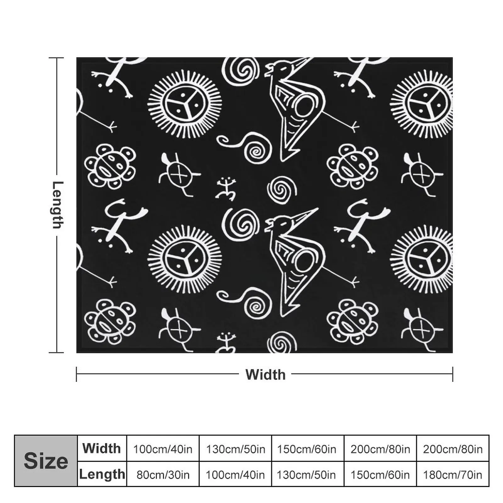 Taino Symbols | Black and White Taino Art Throw Blanket warm for winter halloween Travel Blankets