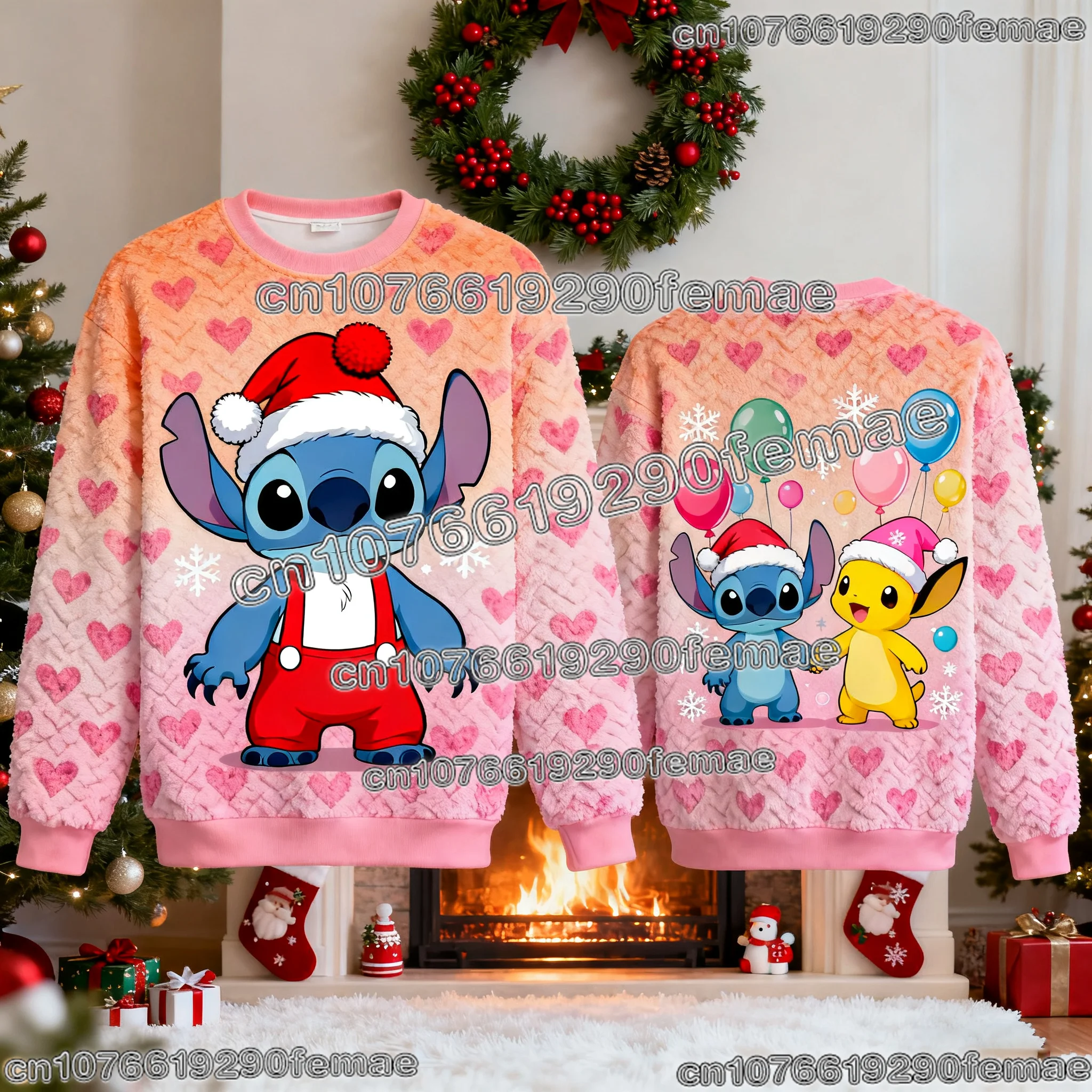 Trendy Stitch Cartoon Print Sweatshirt voor kinderen en volwassenen Comfortabele en stijlvolle trui voor dagelijks vrijetijdskleding en straat