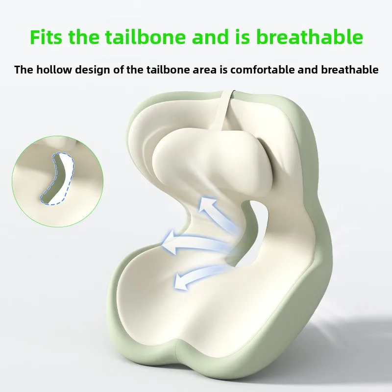Memory Foam Seat Cushion Wedge with Lumbar Support, Anti-Slip