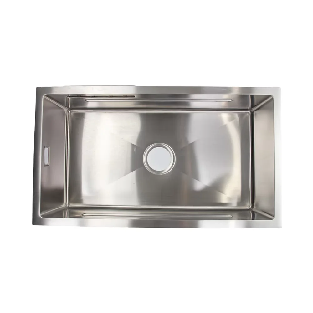 Stainless Steel Modern Single Bowl Kitchen Sink With One-Hole Design Counter Installation Black Surface Handmade Commercial Use