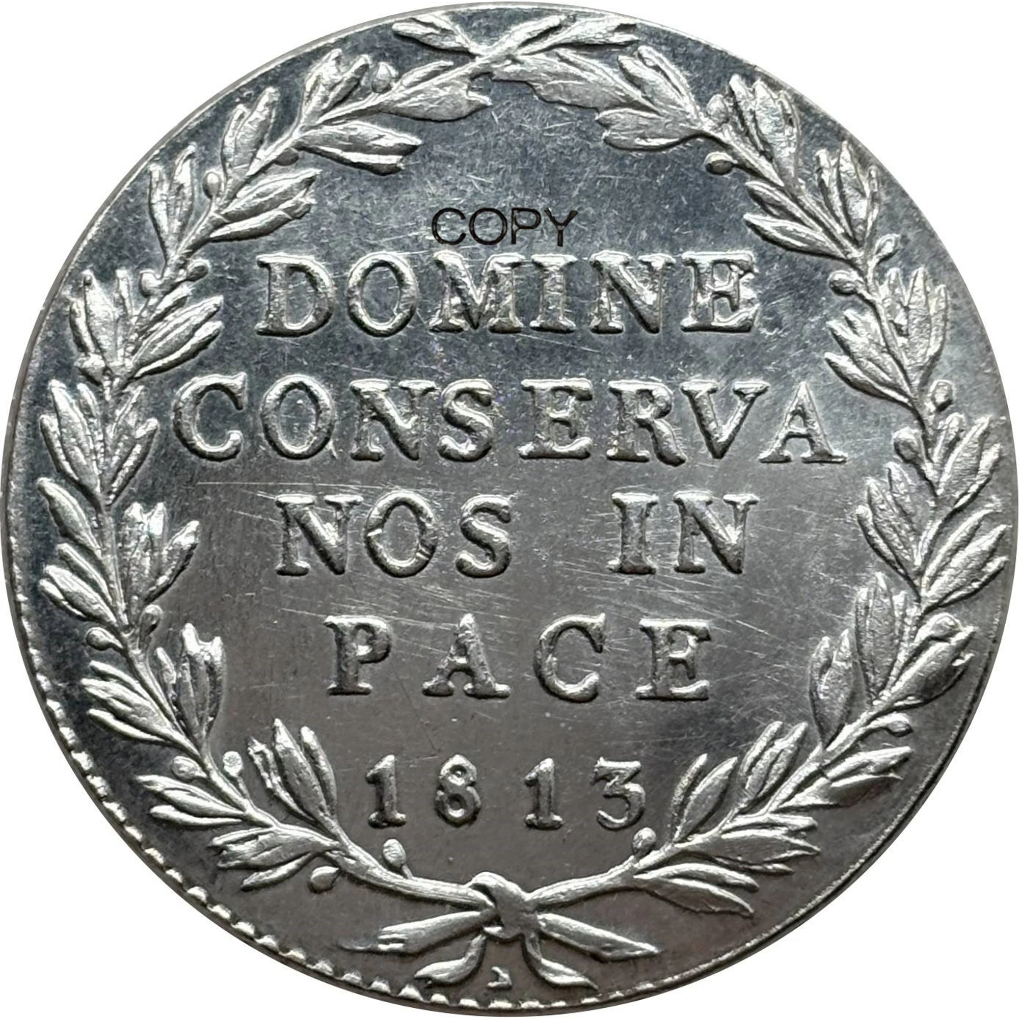 Moneda conmemorativa de la colección de monedas del Cantón de Zurich, Suiza, 1813, 40 Batzen Frank, copia plateada