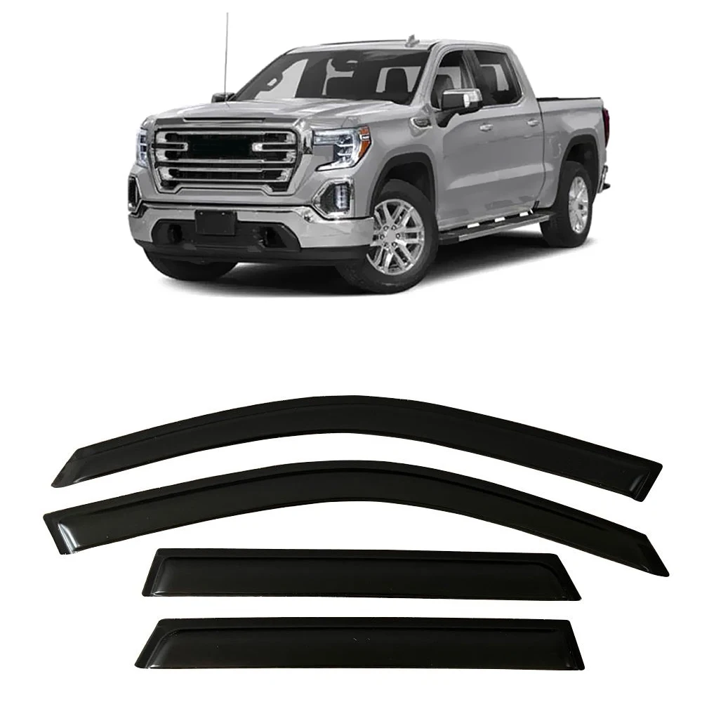 

Оконный козырек для GMC SIERRA 1500 Crew Cab Pickup 2019 2020 2021 2022 2023 2024, ветрозащитные дефлекторы, защита от дождя, дверной козырек, вентиляционное отверстие