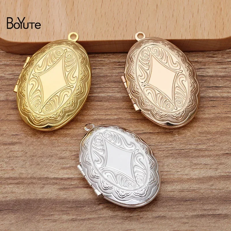 BoYuTe (10 Pieces/Lot) 24*41*9MM Oval Floating Locket Pendant Factory Direct Wholesale Metal Brass Photo Locket