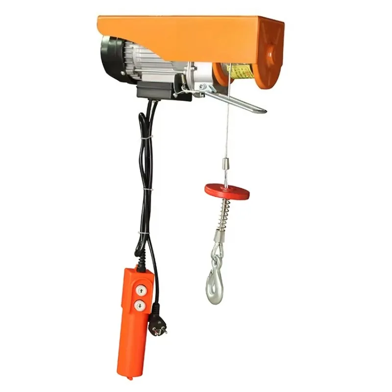 1T Electric Hoist 220V Mini Winch Wireless Remote Control Lifting Machine For Home Use Construction Building