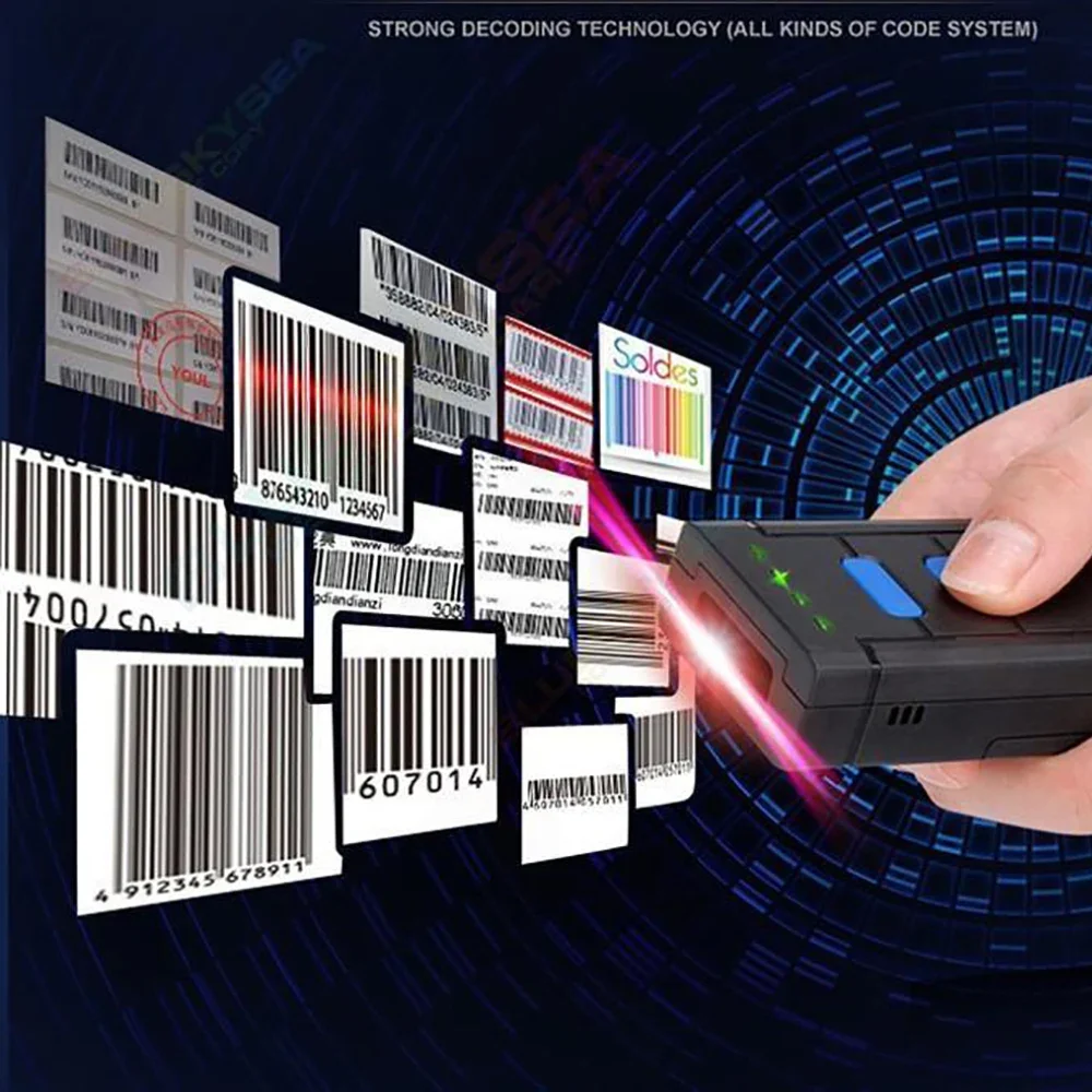 Imagem -02 - Mini Barcode Scanner 1d 2.4g Bar Code Scanner sem Fio Android Ios Janelas Bluetooth Eyoyo-mj2877