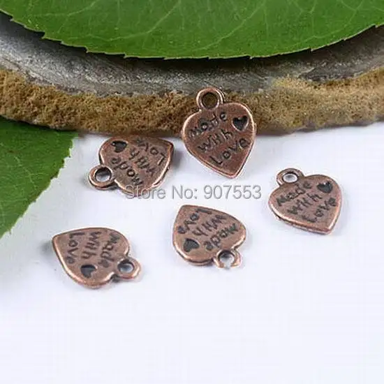 

50pcs 12*9mm Antiqued Copper Tone 2sided Love Heart Charms H1943 Charms for Jewelry Making