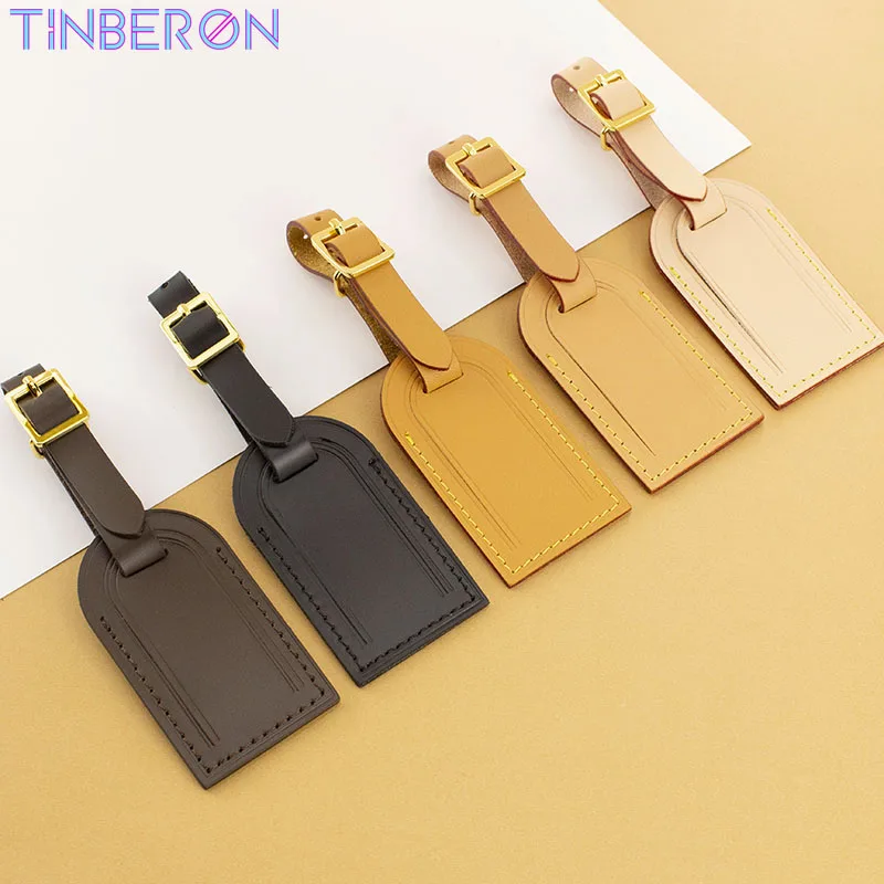 TINBERON Vachetta etiqueta de equipaje de cuero, accesorios de viaje, etiquetas de maleta de equipaje, etiquetas de bolso de lujo, decoraciones de