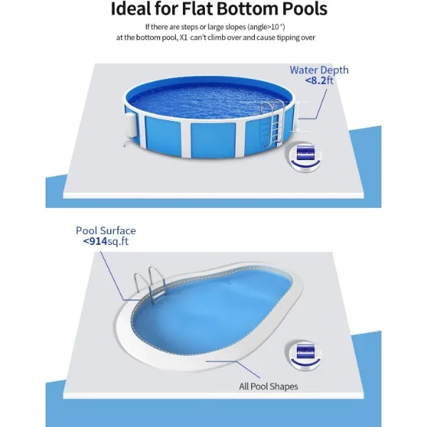 Aspirador de piscina robótico sem fio X1, 120 minutos de duração máxima, motor duplo, estacionamento sem manobrista, novo, X1, 2024