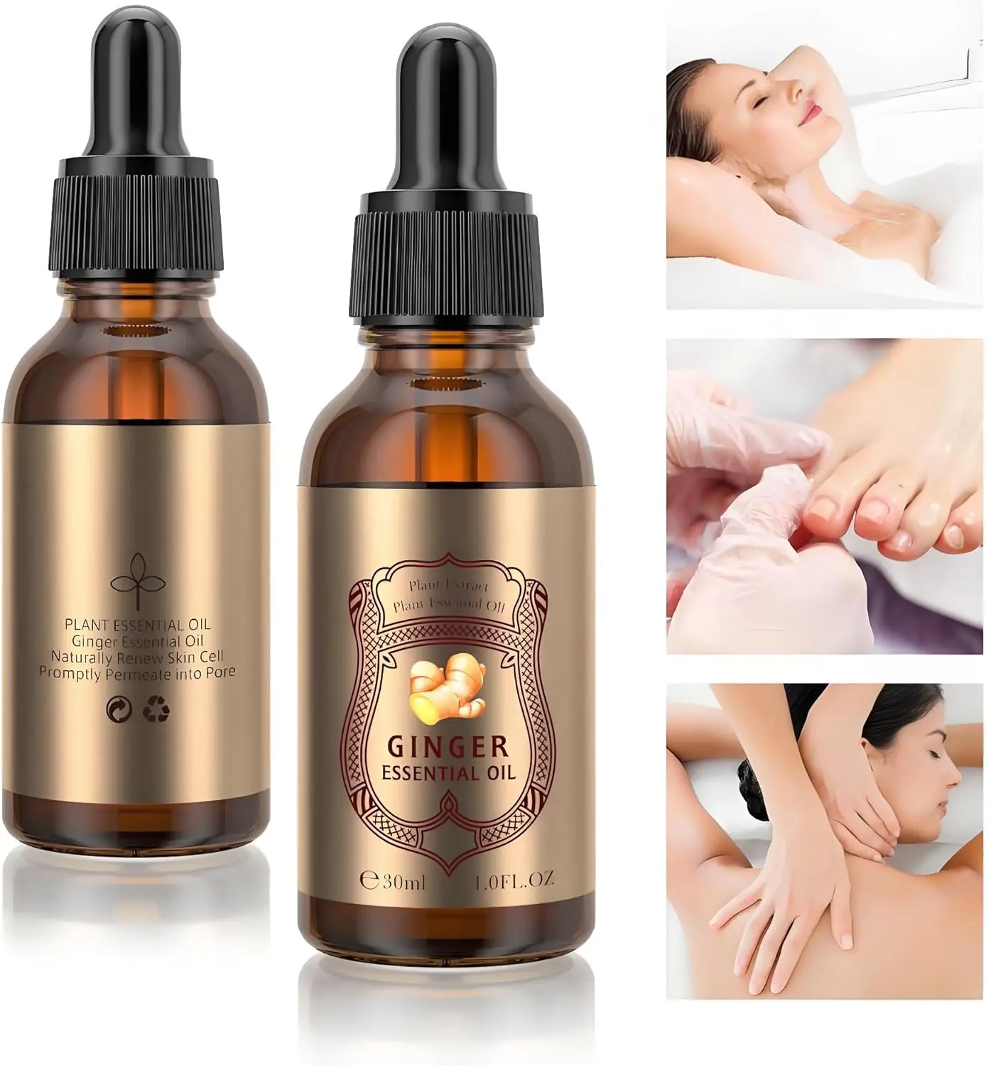 Ätherisches Ingweröl 30 ml – Natürlicher Pflanzenextrakt zur Hauterneuerung, Aromatherapie, Massage und Heißkompressentherapie