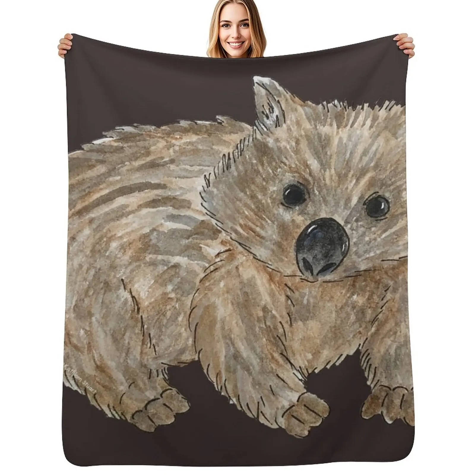 Wombat - Australian Animal painting Throw Blanket Decorative Beds Heavy funny gift Decoratives Moving Decorative Sofa Blankets