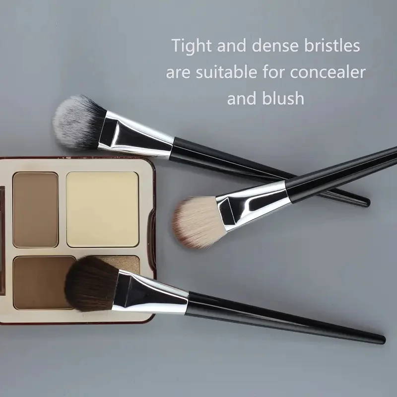 Tongue Shaped Makeup Blush Brushes 45° Angled Contour Concealer Brushes Nylon Bristles Flawless Foundation Blending Makeup Brush