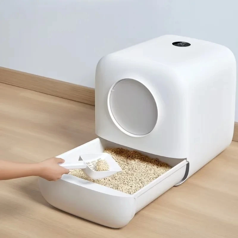 Automatic Smart Cat Litter Box Touch Screen Cat Toilet Self Deodorant Fully Enclosed Large Pet Toilet Bedpan Splash Cat Supplies