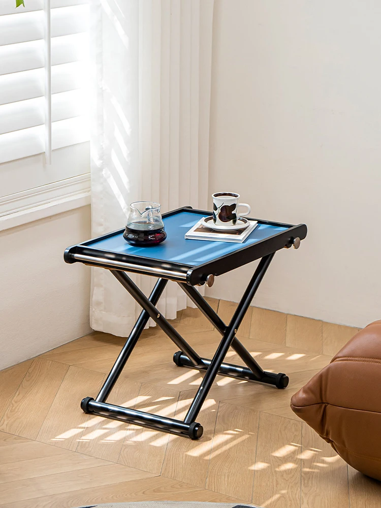 Vintage Solid Wood Pallet Coffee Table,Saddle Leather Multifunctional Furniture Foldable Stool,living Room Sofa Side Tea Tables