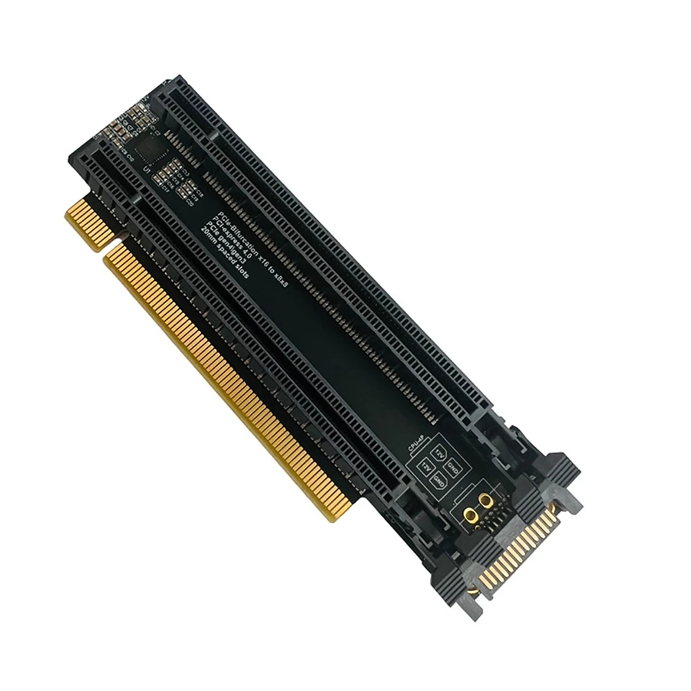 B64CPCI-E 4.0 X16 1 to 2 Expansion Card Gen4 Split Card PCIe-Bifurcation X16 to X8X8 with 20mm Spaced Slots CPU4P(4 Pin)