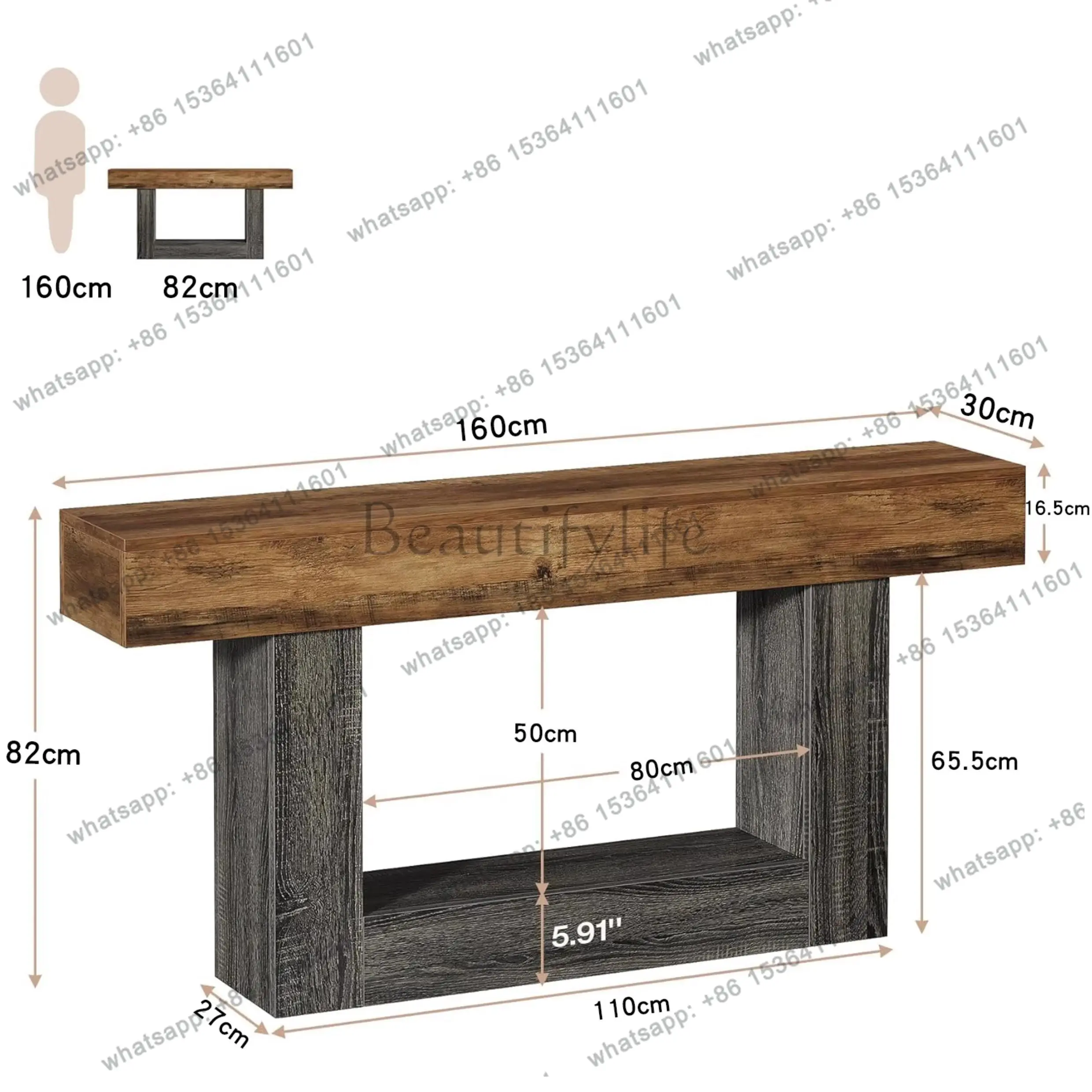 zj.Modern Wood Console Table Wabi Sabi Storage Living Room Luxury Console Table Minimalist Vintage Console Meuble House Furnitur