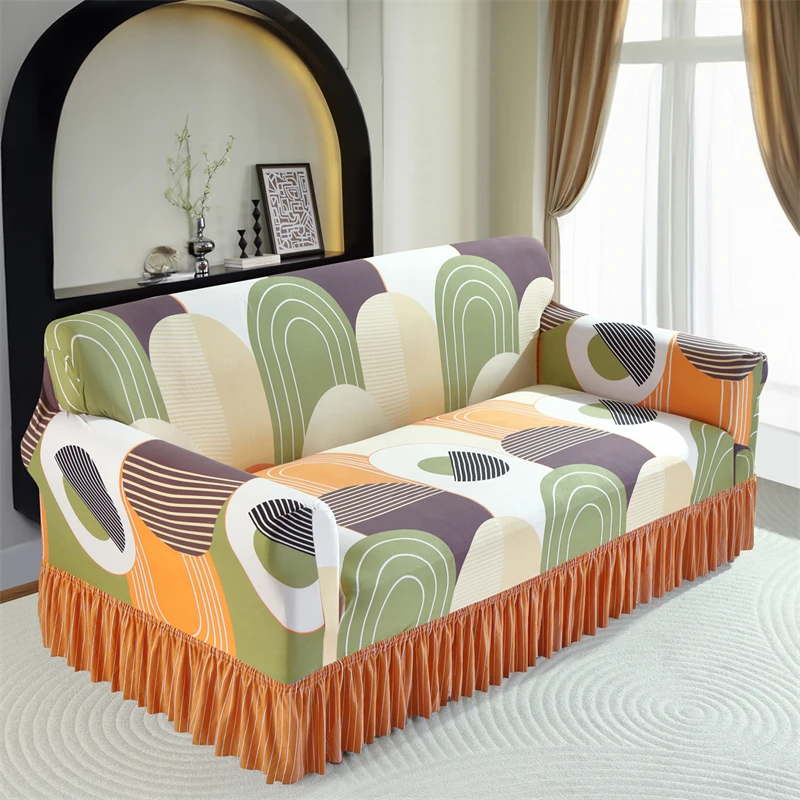 1-Piece Printed Elastic Sofa Cover, Sofa Protector for Single, 2, 3, or 4-Seater Sofas, Beautiful and Suitable for Hotel, Living Room, Dining Room, Home Decoration