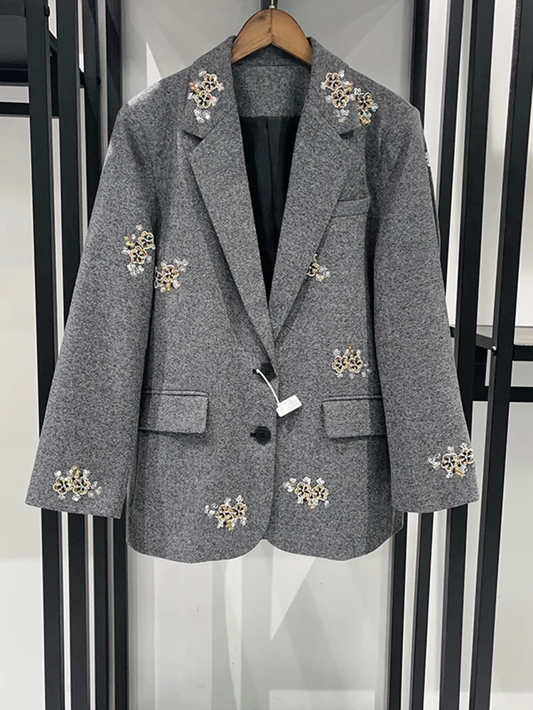 

Женский костюм Ele ey: однотонная шерстяная бархатная юбка и брюки с цветочной вышивкой и бисером, осень-зима, новинка