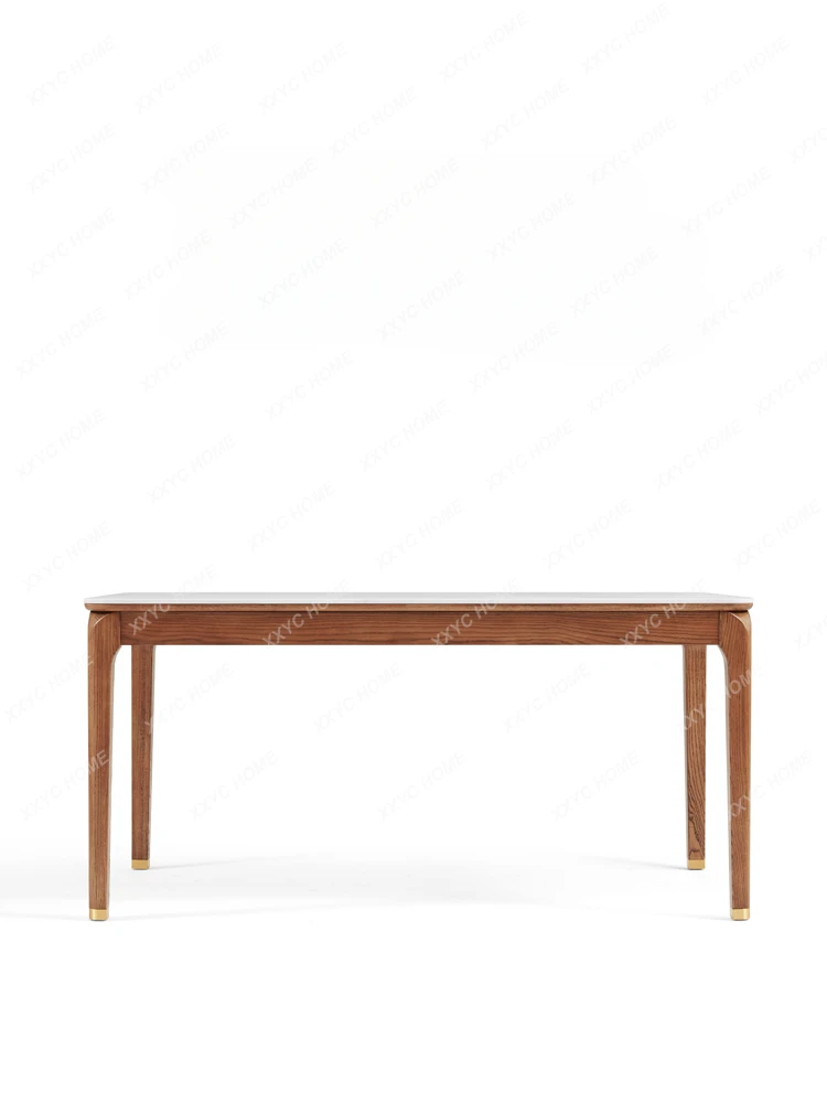 

Modern New Chinese Style Solid Wood Dining Table Light Luxury Stone Plate Table Home Dining Table and Chair