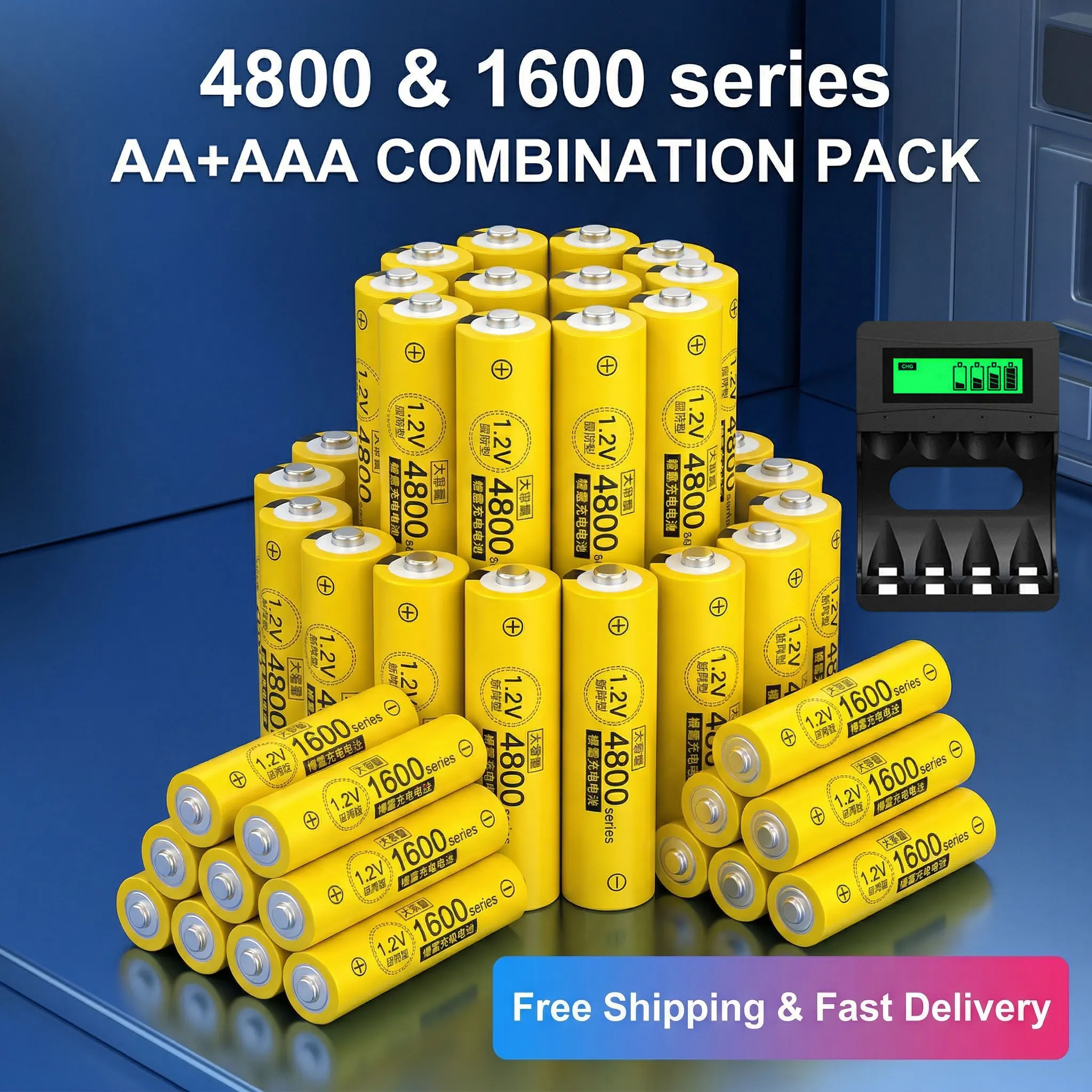 

AA and AAA 2500mAh Large Capacity NI-MH Rechargeable Battery for Toys and Remote Controls Computer Clock Radio 4800 keyboard
