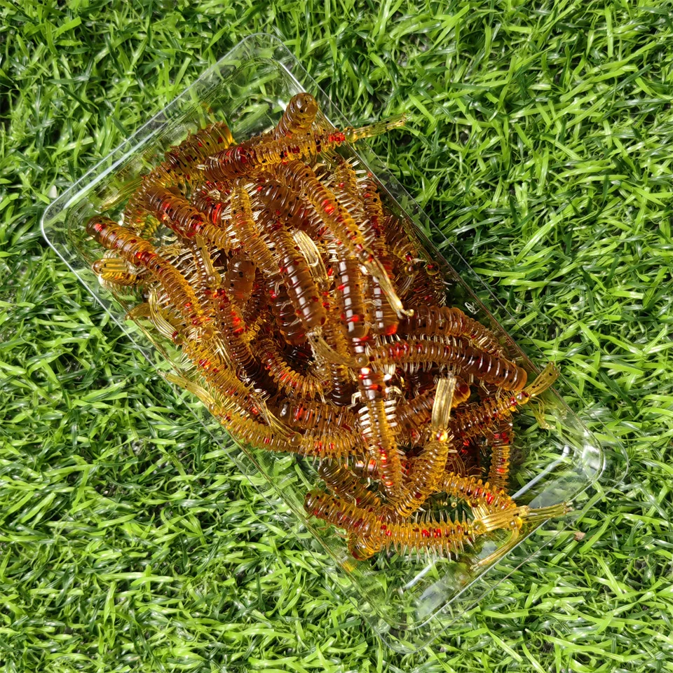 50pcs/box Worm Silicone Bait 45mm 0.45g Rubber Swimbait Straight Tail Wobbler Soft Fishing Lures Kit With Portable Bottle image 3