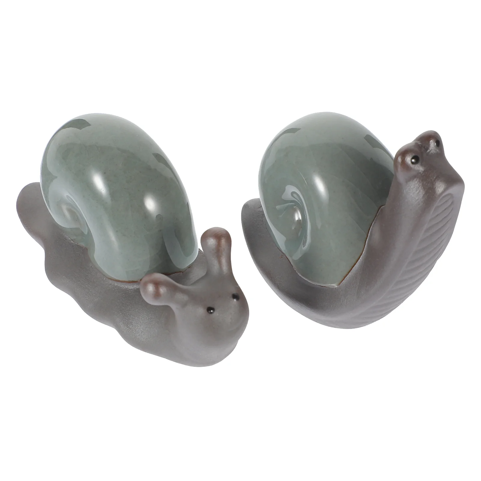 2 Pcs Ornaments Tea Table Adornment Snail Statue Desktop Decor Car Gift Retro Ceramics Chic Fashion