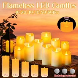 Velas LED parpadeantes sin llama para decoración de boda, vela de ambiente de concierto, vela de ahorro de energía para Yoga, 150-10 Uds.