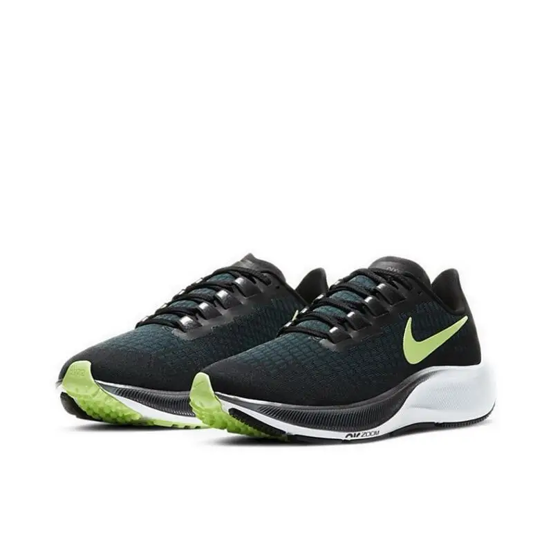 Nike Pegasus 37 Comfortable Sports Mesh Shockproof, Anti slip,Breathable Low cut Marathon Running Shoes for Men,Black amp; Green