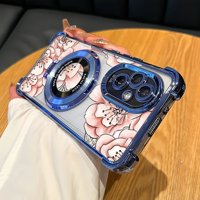 Phone Case For Infinix Hot 70 60 Pro Plus 10S NFC 11 10 9 Play 50i 30i 60i 40i 10T Print Flower Plating Bracket Soft Cover - view 6