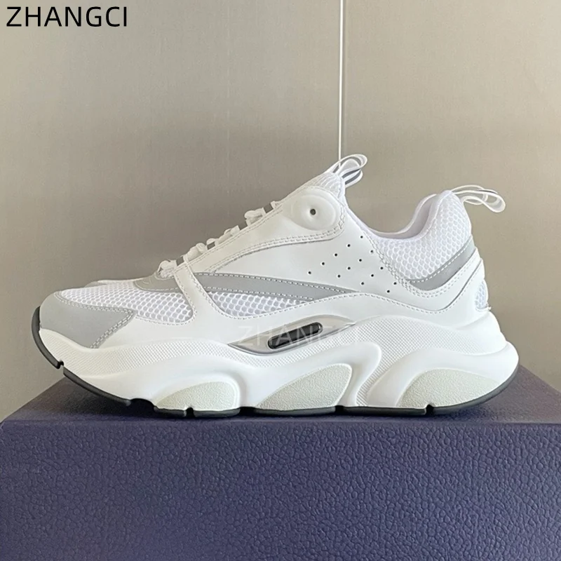 B22 Sneakers, Men Fashion Hip Hop Leathers Colorblock Sneakers, Classic Breathable Platform Sports Shoes, Oversize & Running