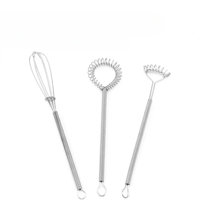 1pc Mini Stainless Steel Egg Beaters for Bar and Kitchen Stainless Steel Spring Whisk Set Whisk Eggs Wine Cream